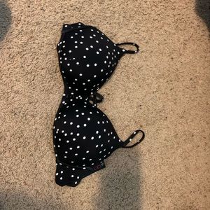 Black and white polka dot bikini swim top